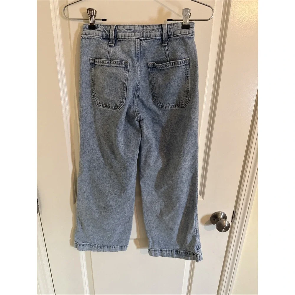 GAP Girls Size 12 Baggy Wide-Leg Light Wash Blue Denim Jeans Pockets